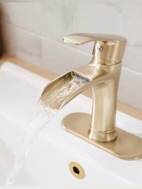 New Brushed Gold Waterfall Bathroom Faucet - Single Handle